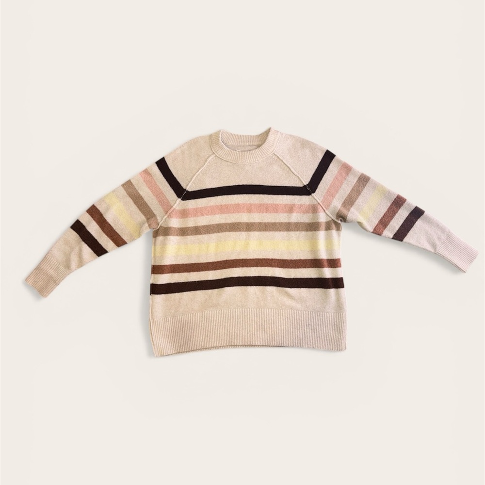Aerie Striped Beige Oversized Sweater Size XS
